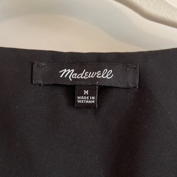 MADEWELL Black & Gold Pattern Faux Wrap Mini Dress size Medium EUC - Picture 4 of 7